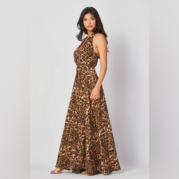 19. Leopard Print Halter Maxi Dress - Picture 4 of 5